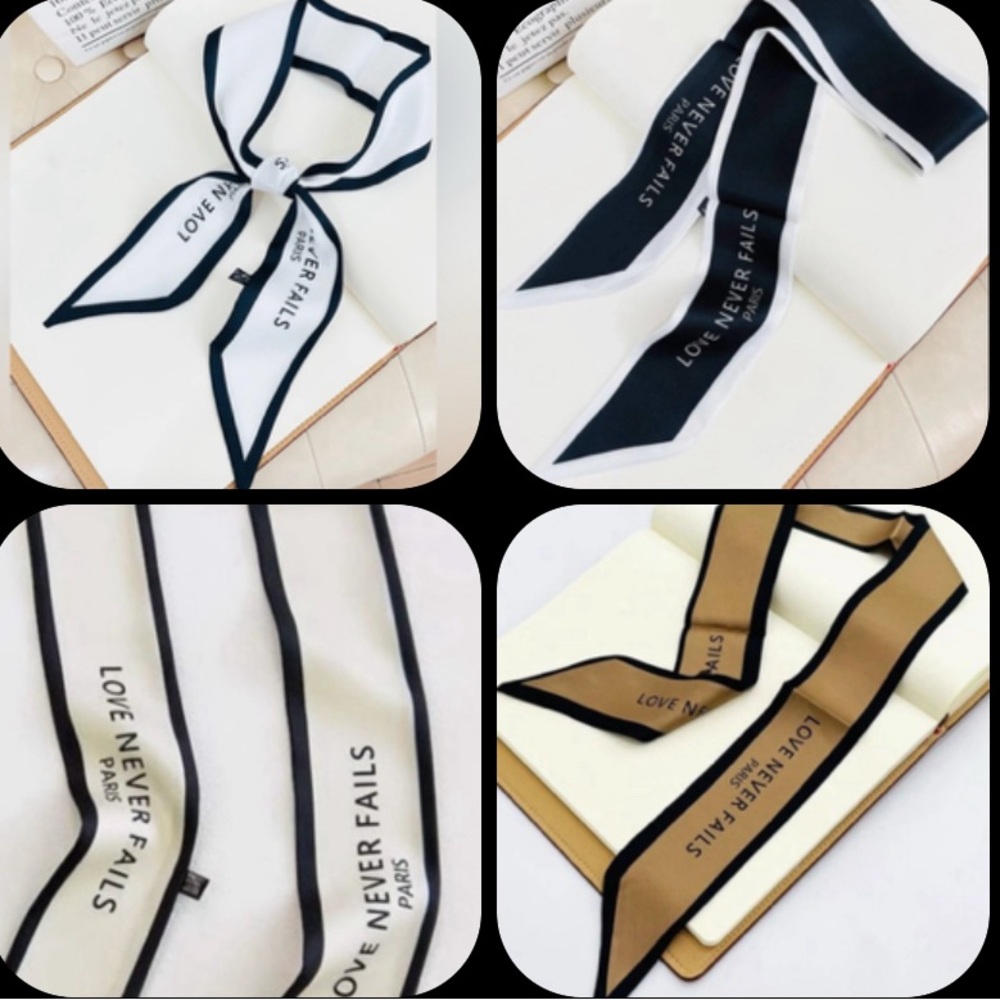 4 silky twilly scarves a bundle of 4 colors "Love Never Fails"